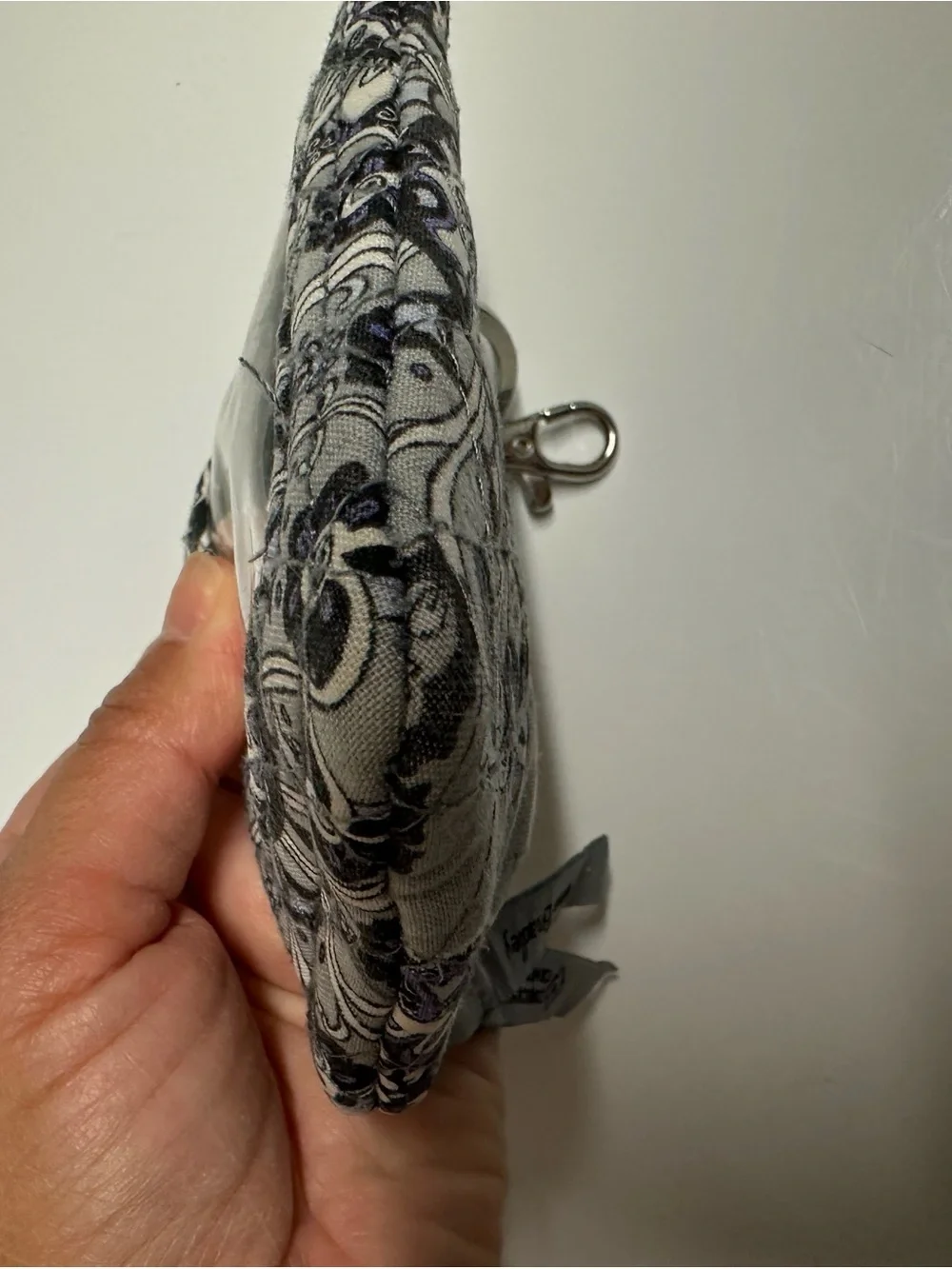 Vera Bradley Gray & Lavender Floral Quilted Wristlet Key Pouch